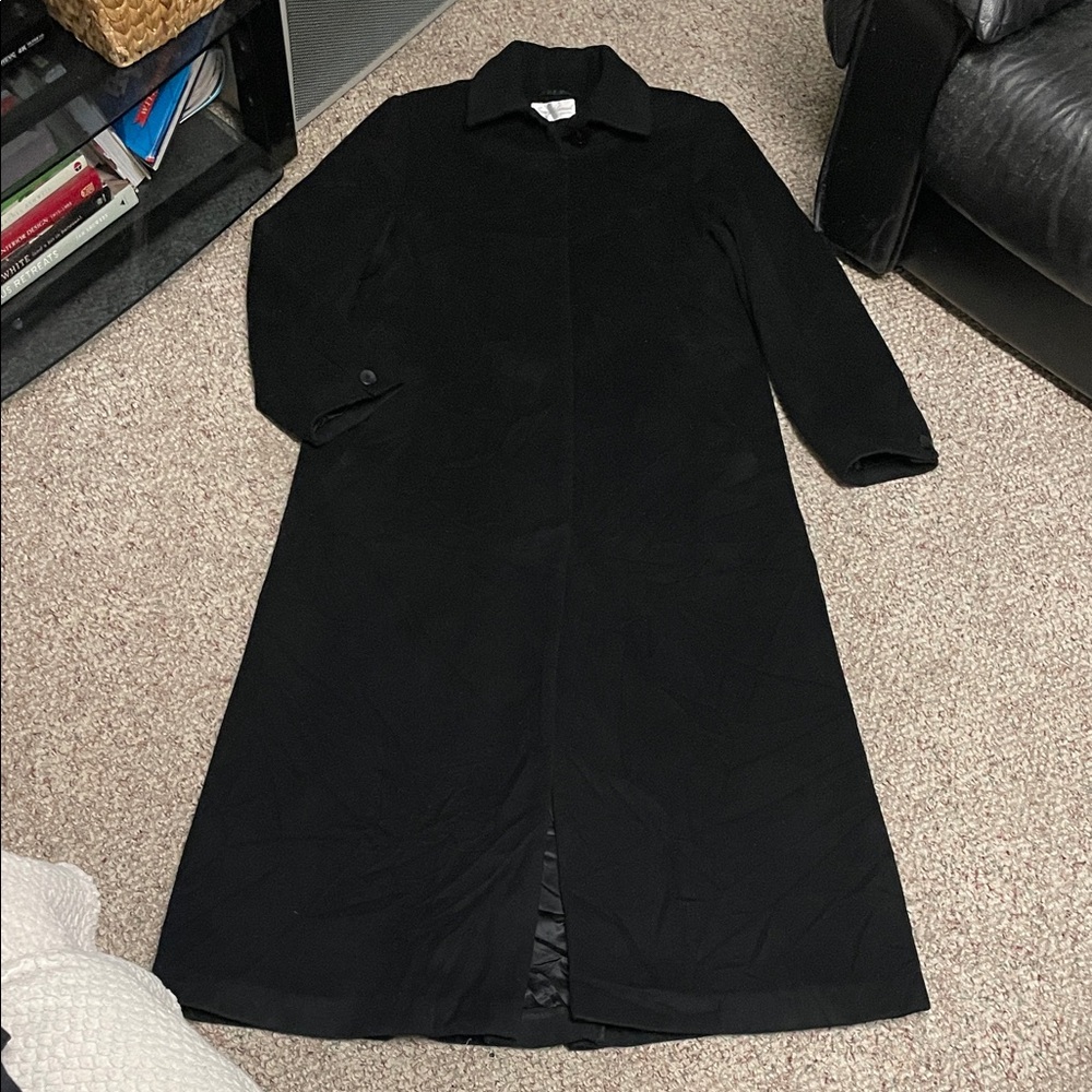 Irving Samuel cashmere angora wool Elegant Black Long Coat- like new